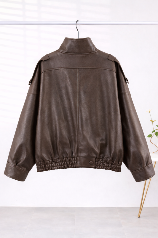 Asymmetric Vegan Leather Moto Jacket