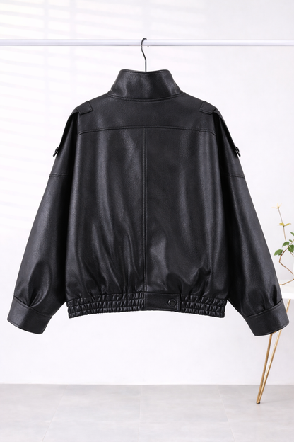 Asymmetric Vegan Leather Moto Jacket