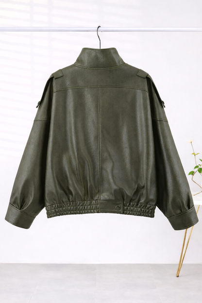 Asymmetric Vegan Leather Moto Jacket