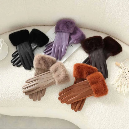 Faux Fur Cuff Winter Gloves