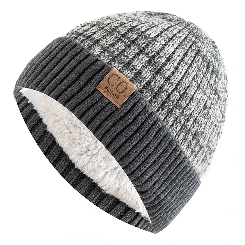 Thermal Knit Beanie with Fleece Lining