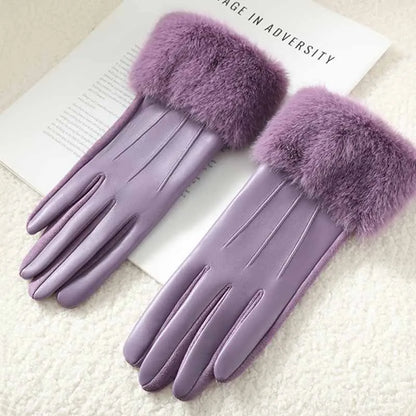 Faux Fur Cuff Winter Gloves