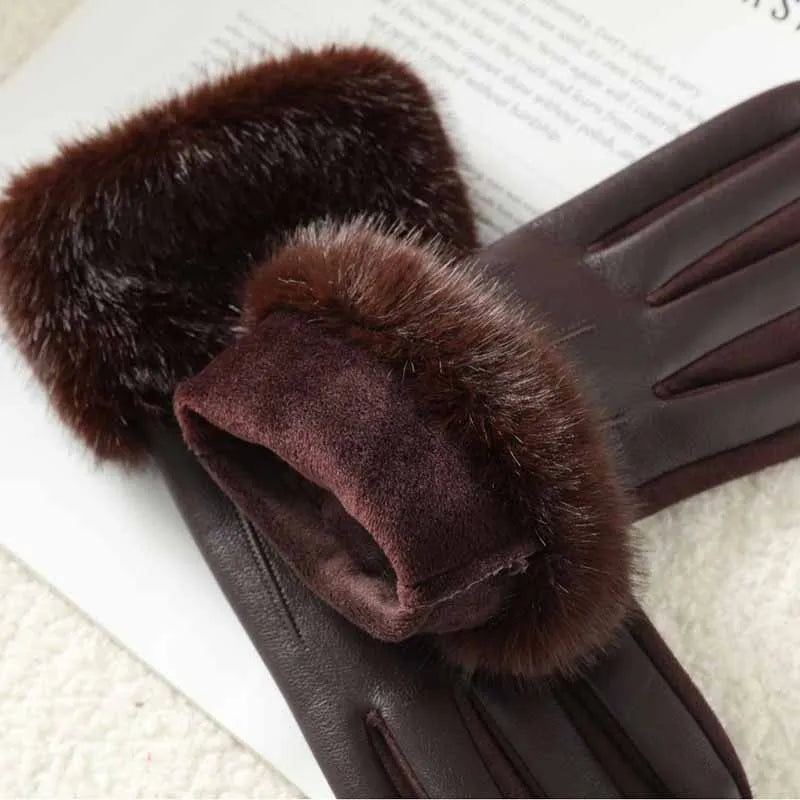 Faux Fur Cuff Winter Gloves