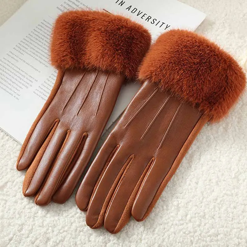 Faux Fur Cuff Winter Gloves