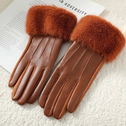 Faux Fur Cuff Winter Gloves