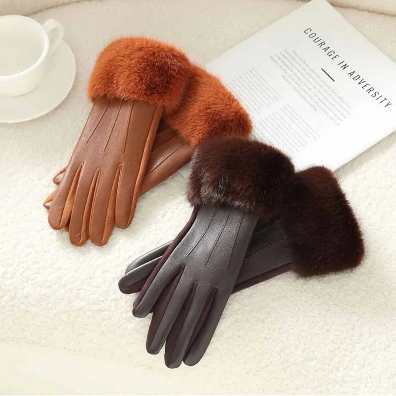 Faux Fur Cuff Winter Gloves