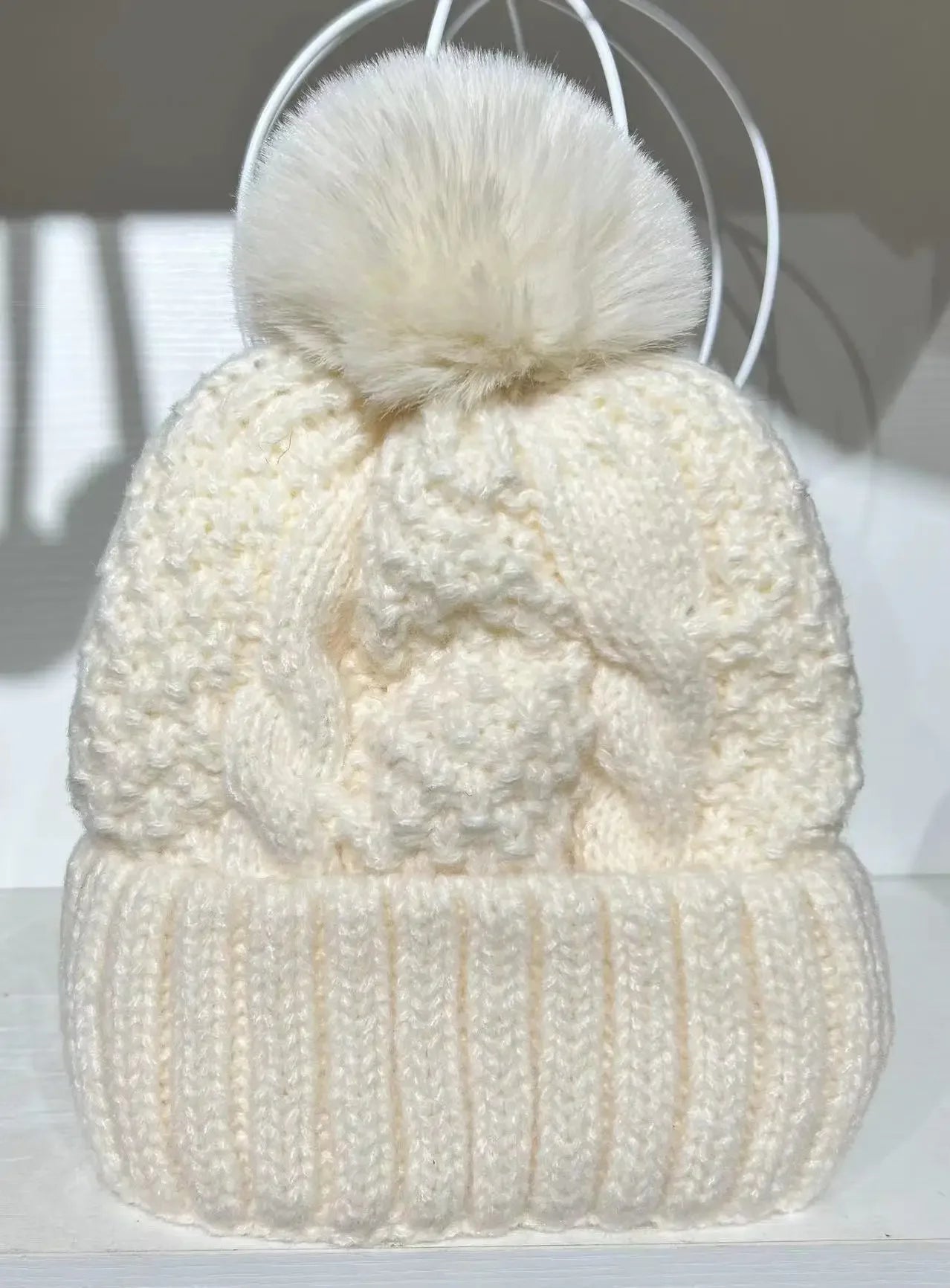 Cable Knit Pom-Pom Beanie