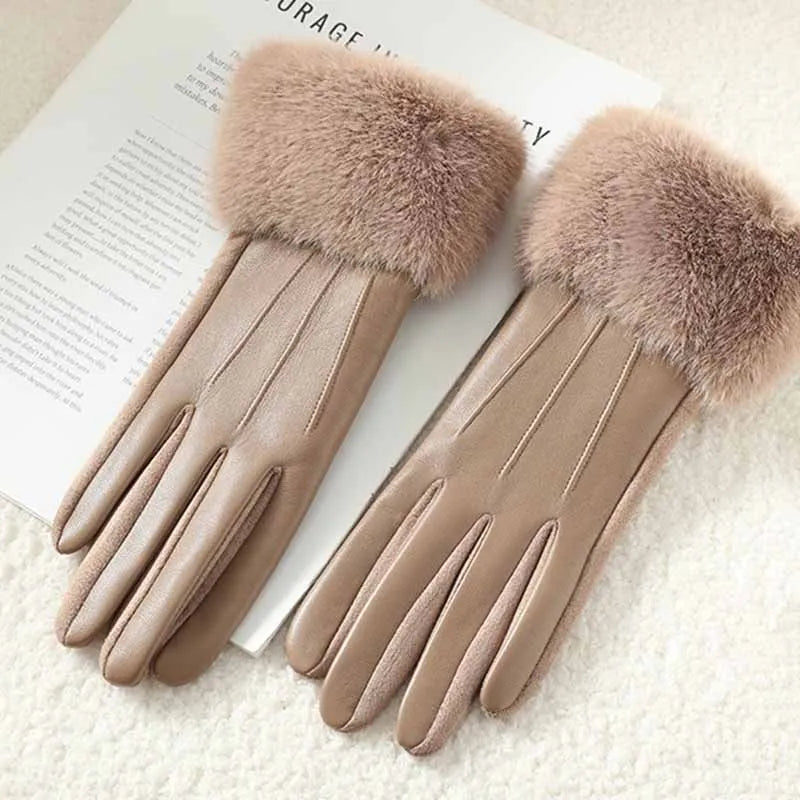 Faux Fur Cuff Winter Gloves